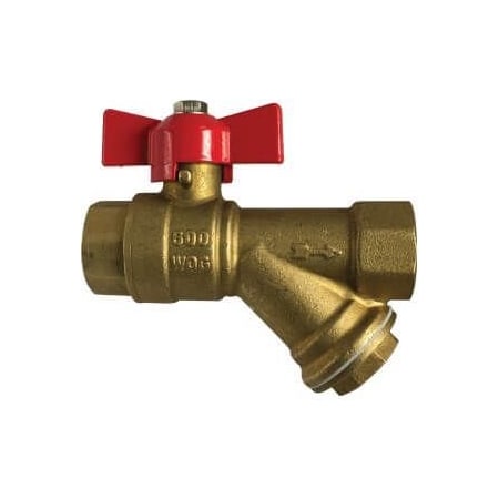 Ball Valve, 34 Nominal, MNPT X FNPT End Style, 600 Psi Pressure, Forged Brass Body, Brass Ball, Br